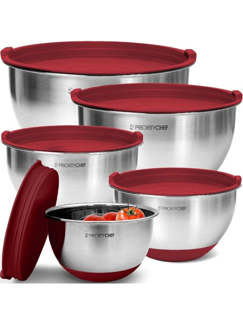 Stainless Steel Mixing Bowls Set with Airtight Lids - Nesting Prep Bowls, 1.5-5